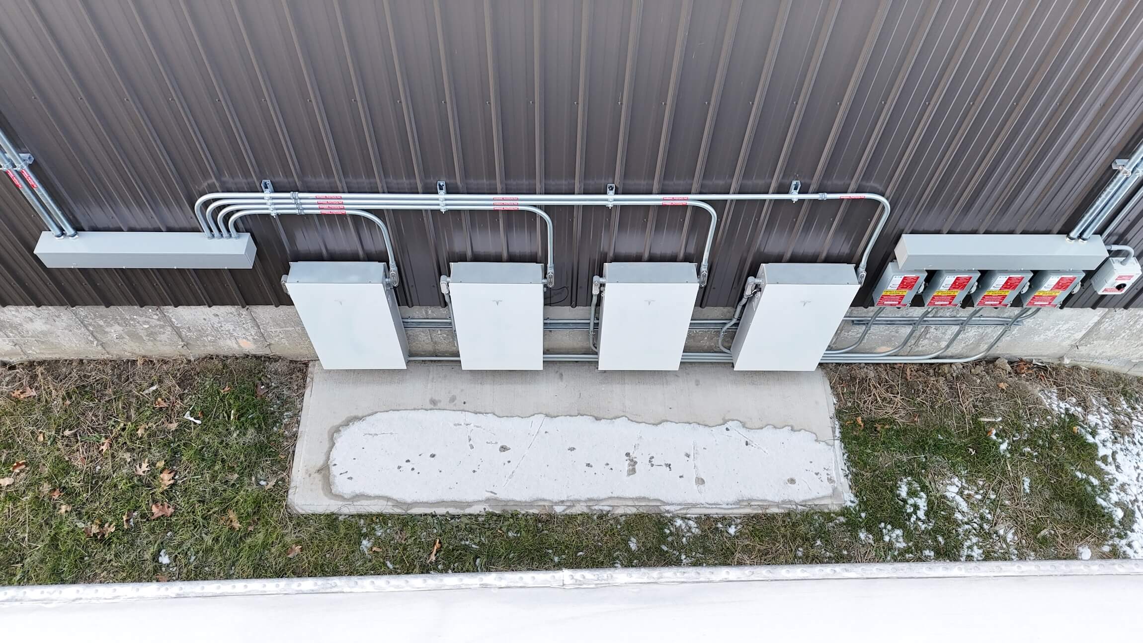 Outdoor solar power electrical wiring and control panels at Valley Solar facility.