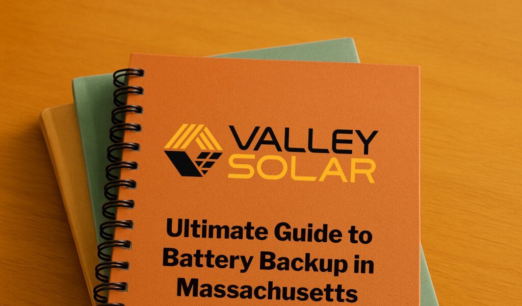 Valley Solar guidebook on battery backup solutions in Massachusetts, energy storage, and solar power systems.